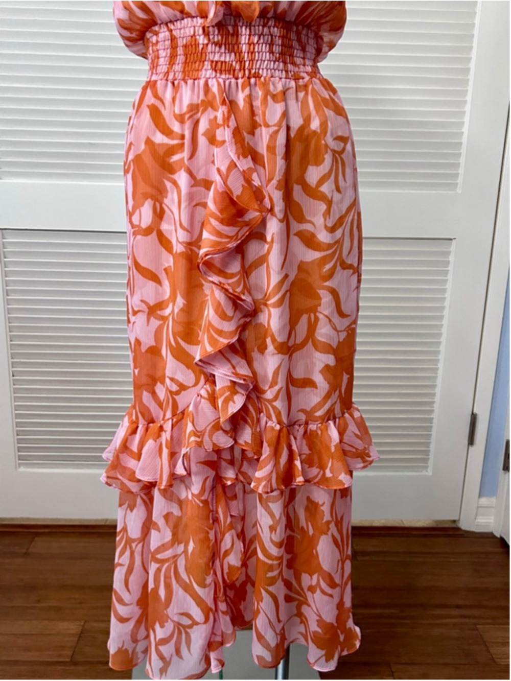 MISA Los Angeles Kidada Atlas Floral Desert Rose Ruffle Midi Dress S - Picture 5 of 13